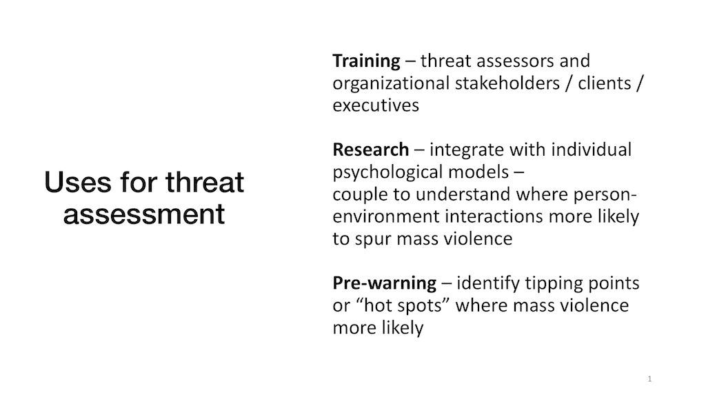 Computational modeling uses for threat assessment